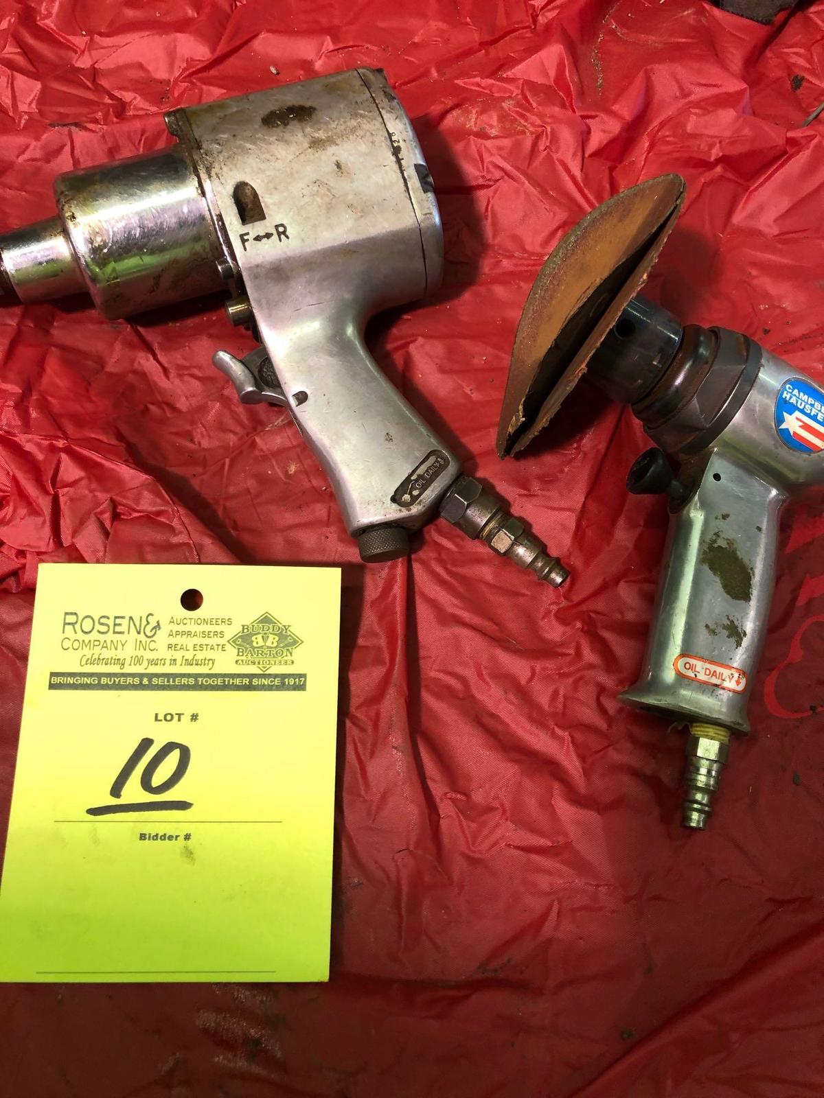 (1) Cambell Hausfeld 3/4 inch air impact & (1) Cambell Hausfeld high speed sander.