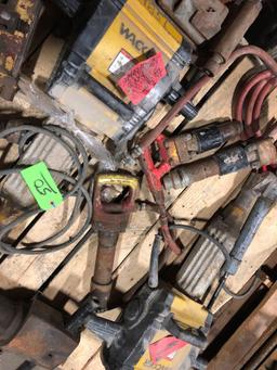 Group lot of various jack hammers and parts
