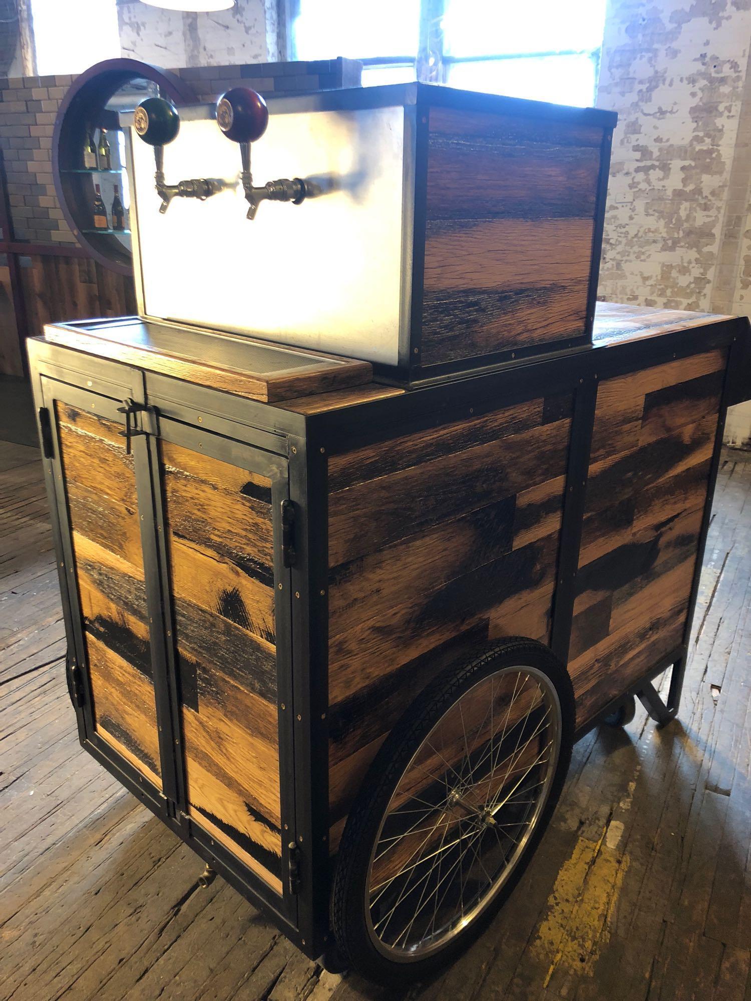 Hand Crafted 2 Keg Beer Cart w/ harvested lumber from Winstar Farm-Versailles, Kentucky