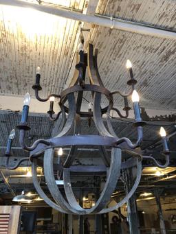 Reclaimed Custom Made Chandelier from Whiskey Barrel