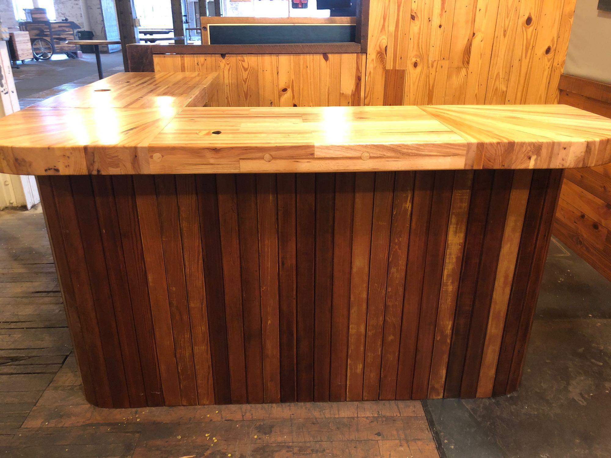 Handcrafted Wooden Bar from Salvaged Wood from A Chrysler Plant