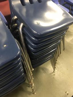 42- Blue plastic school chairs