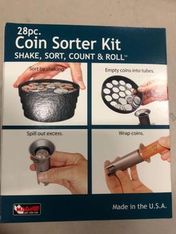 28 pc Coin Sorter Kit (shake, sort, count, roll)