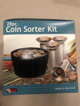 28 pc Coin Sorter Kit (shake, sort, count, roll)