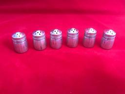 6- Vintage STERLING stamped Salt and Pepper Shakers, each one is approx 2 inches tall