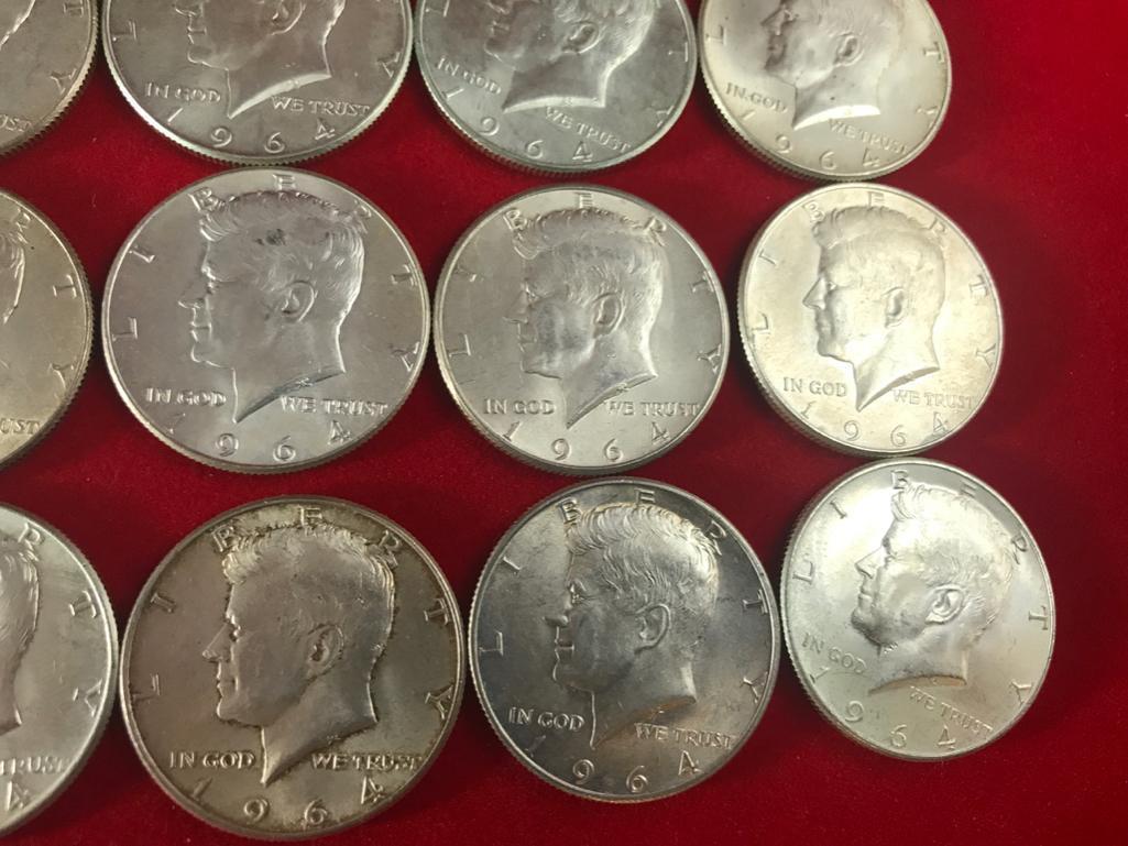 20- (One Roll) of 1964 90% Silver Kennedy Half Dollars, sells times the money