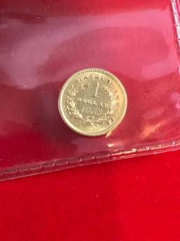 1853 $1.00 Gold Coin, in sleeve