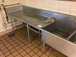 Free standing 2 Bay Sink, with large side shelf, comes with faucet.