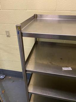 Stainless Steel Cart on casters, w/ fixed shelves, 39 in. wide, 25 in. deep, and 60 in. tall