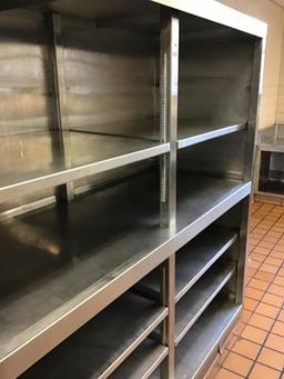 Large Stainless Steel shelf, with adjustable shelves, 78 inches wide, 30 in. deep, and 80 in. tall