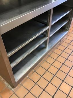 Large Stainless Steel shelf, with adjustable shelves, 78 inches wide, 30 in. deep, and 80 in. tall