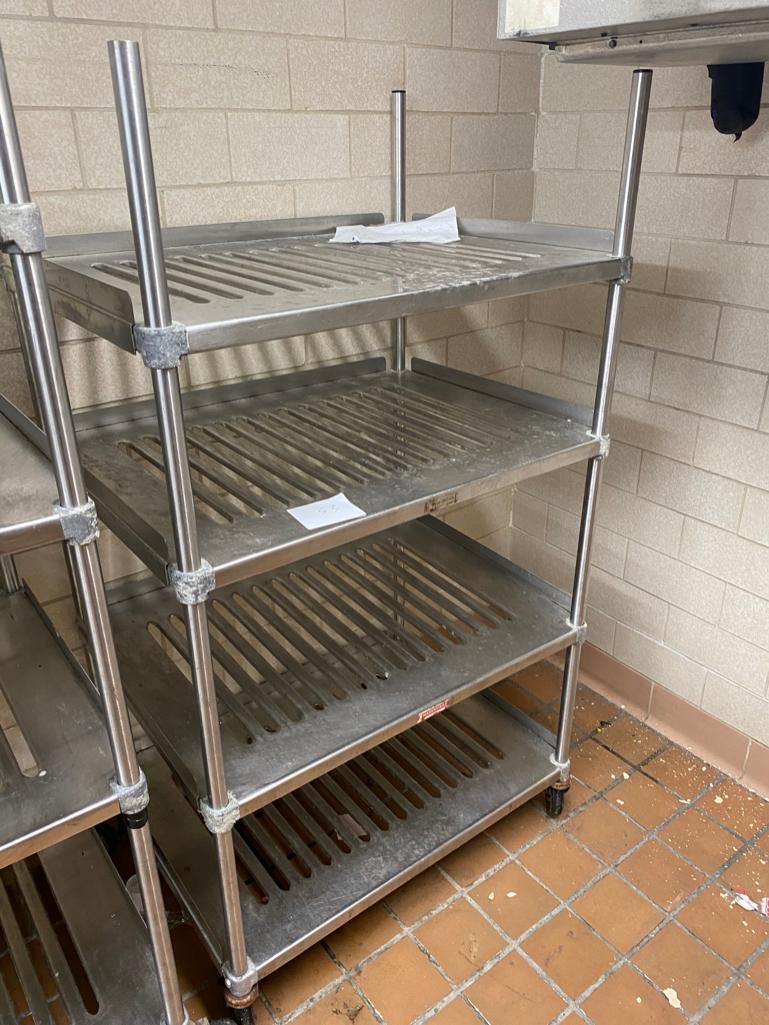 Stainless Steel Cart on casters, w/ fixed shelves, 36 in. wide, 27 in. deep, and 66 in. tall