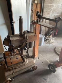 Vintage drill press on vintage scale