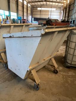 Rolling Steel Recycling Hopper. 48 in wide.