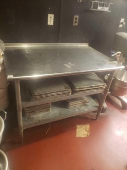 Stainless steel prep table with can opener L48in x , W 30 in x , H 35 in