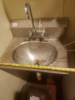 Stainless steel wash sink, paper towel and soad dispenser