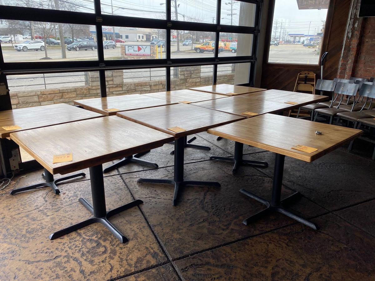36 in x 36 in wood top tables for previous chair lots. (30 in high