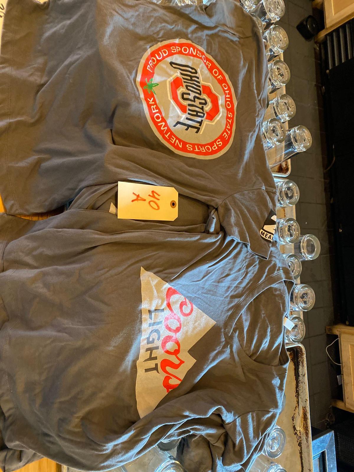 (8) New Coors Light/Ohio State V-Neck Bartender T Shirts (all small and medium)