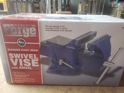 New central forge 4 inch rugged cast iron swivel vice with anvil