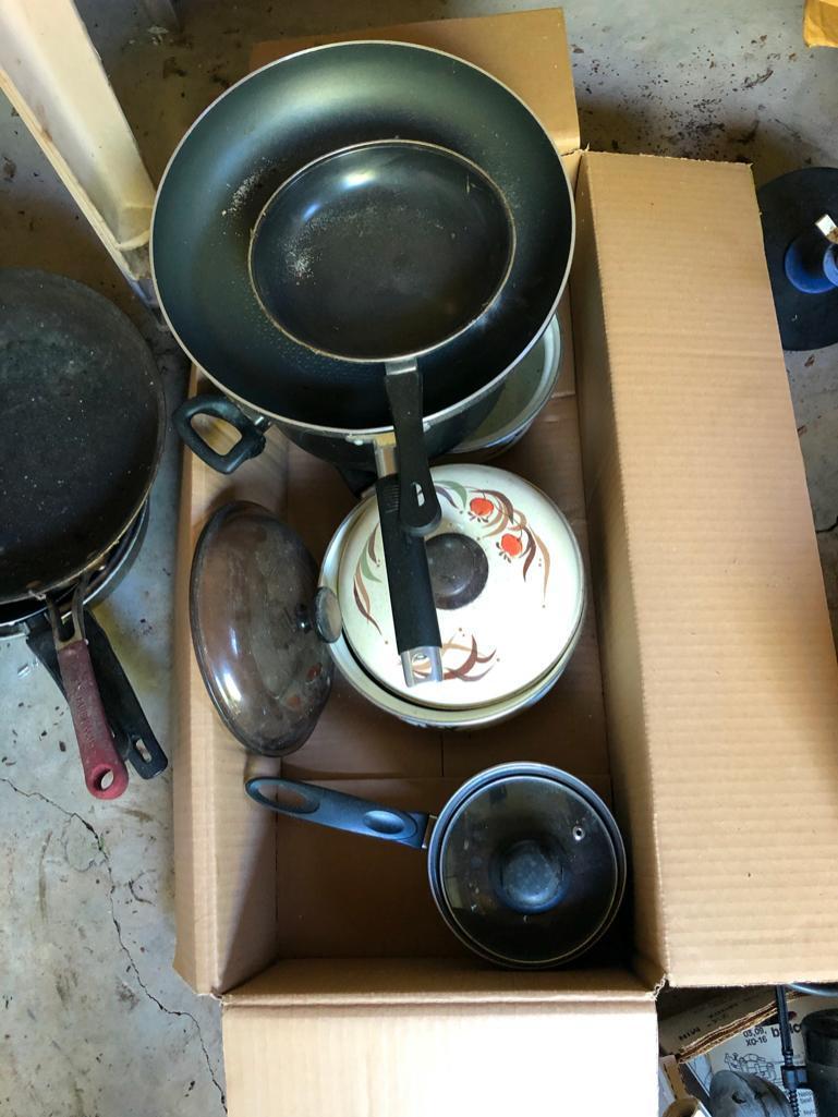 Vintage Red Rival Crock Pot, fryer cooker, and additional stockpots