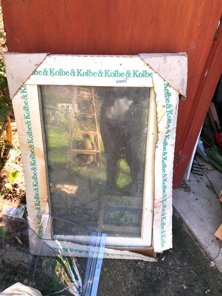 Casement window, painters tarp & other random items.