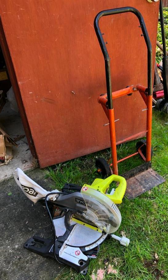 Ryobi miter saw and moving dolly / hand truck