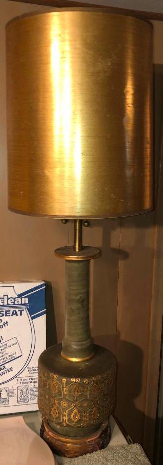 4' H vintage gilded lamp