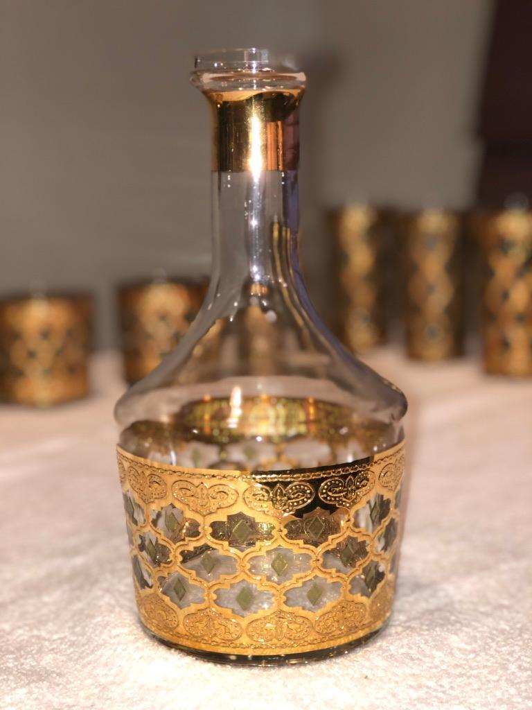 Valencia 22-Karat Gold Moroccan Themed Vintage Wine / Spirits Decanter