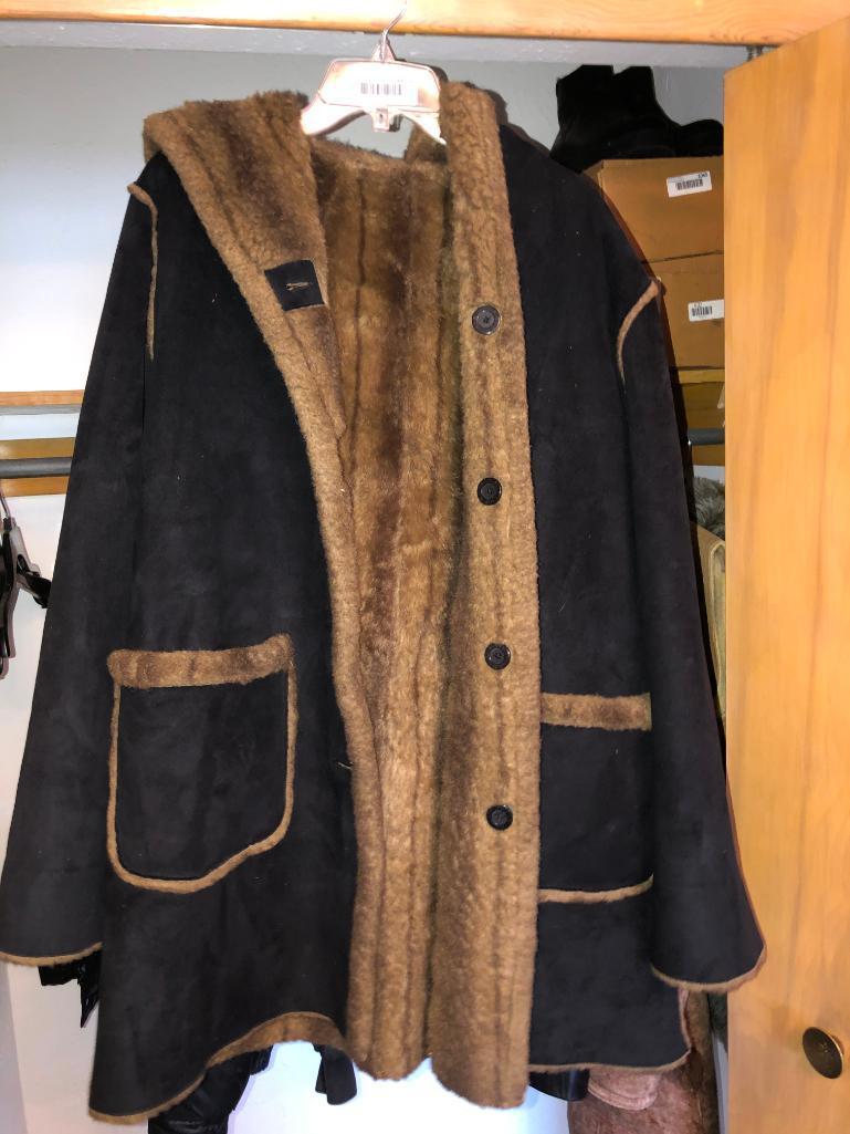 Ladies black and tan reversable winter coat