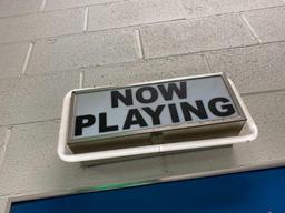 Lot of 6- "Now Playing" neon signs, hard wired, sells times the money. approx 18-19 inches wide