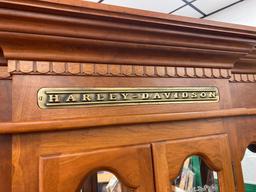 Harley Davidson 2nd Edition Wooden Lockable/Lighted Cabinet, 79in high, 37 in wide, 16 in deep