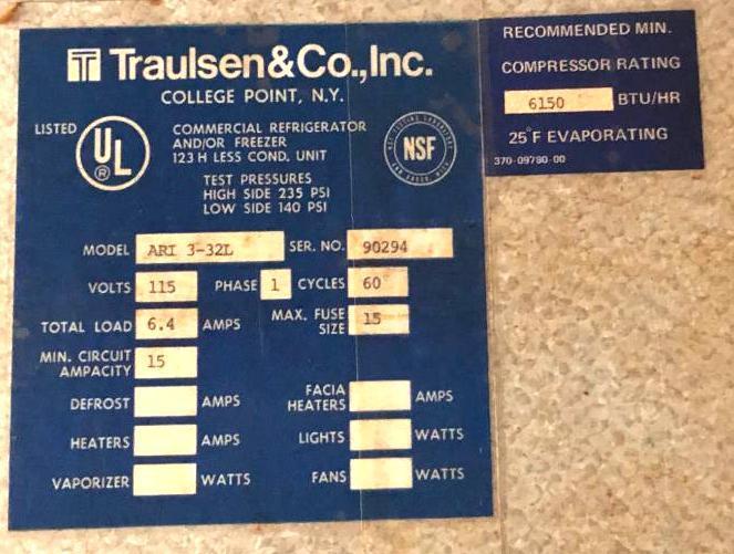 Traulsen 3 Section Glass Door Refrigerator