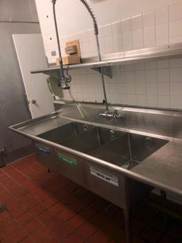 Stainless Steel Three Compartment Commercial Sink with Wall Mount Pre Rise Faucet