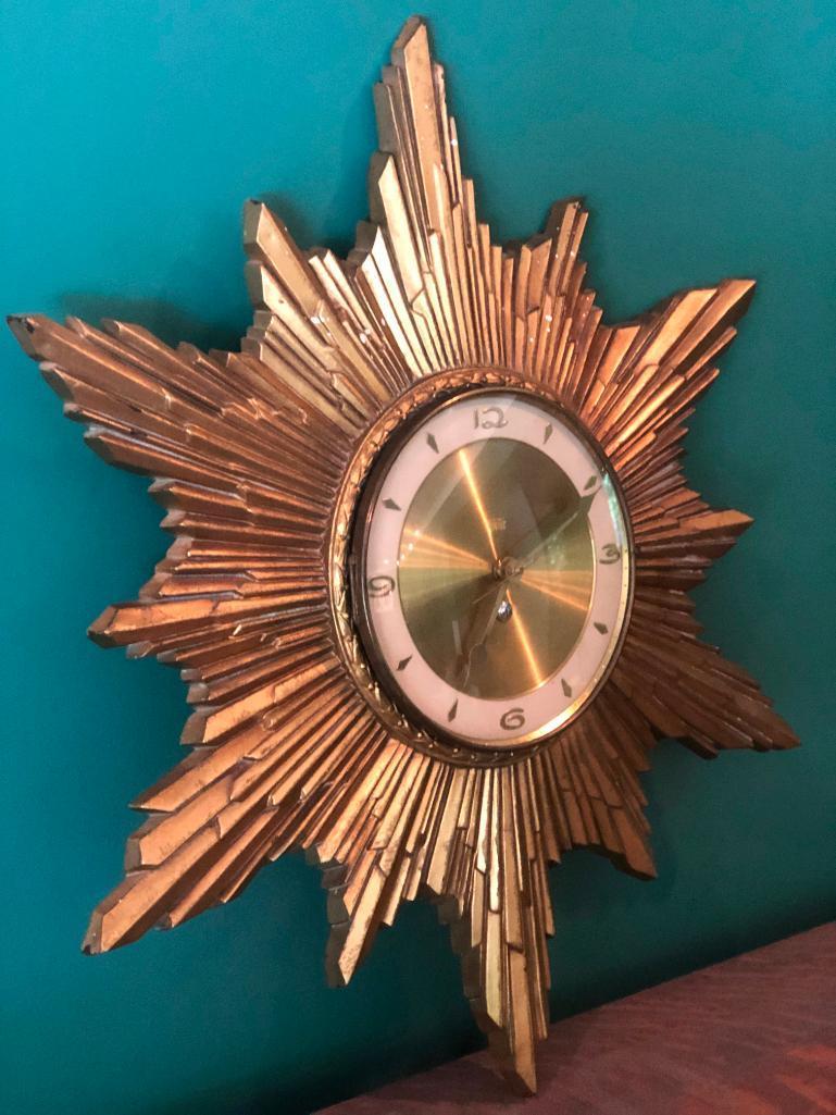 Vintage Mid Century Modern Turner Manufacturing Company...Sunburst Clock