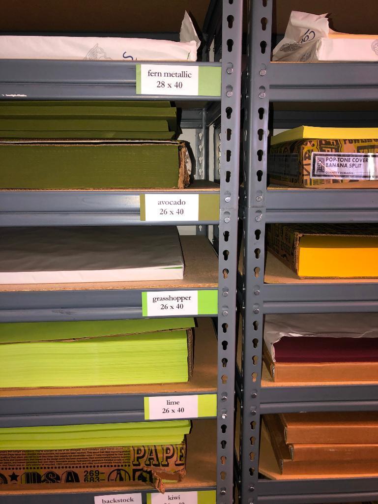 Contents of Industrial Shelf including Cordenons, French Paper Co. Card Stock