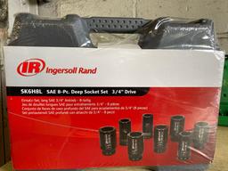 New in box Ingersoll Rand 8pc SAE 3/4in Deep Well Sockets