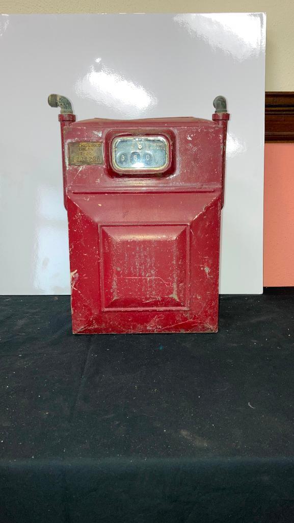 Vintage Red Metric Metal Works Erie Pa Gas Meter