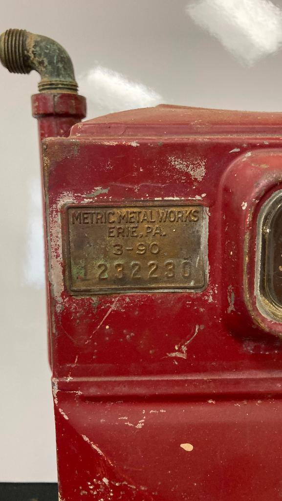 Vintage Red Metric Metal Works Erie Pa Gas Meter