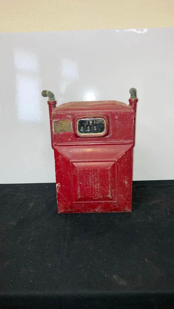 Vintage Red Metric Metal Works Erie Pa Gas Meter