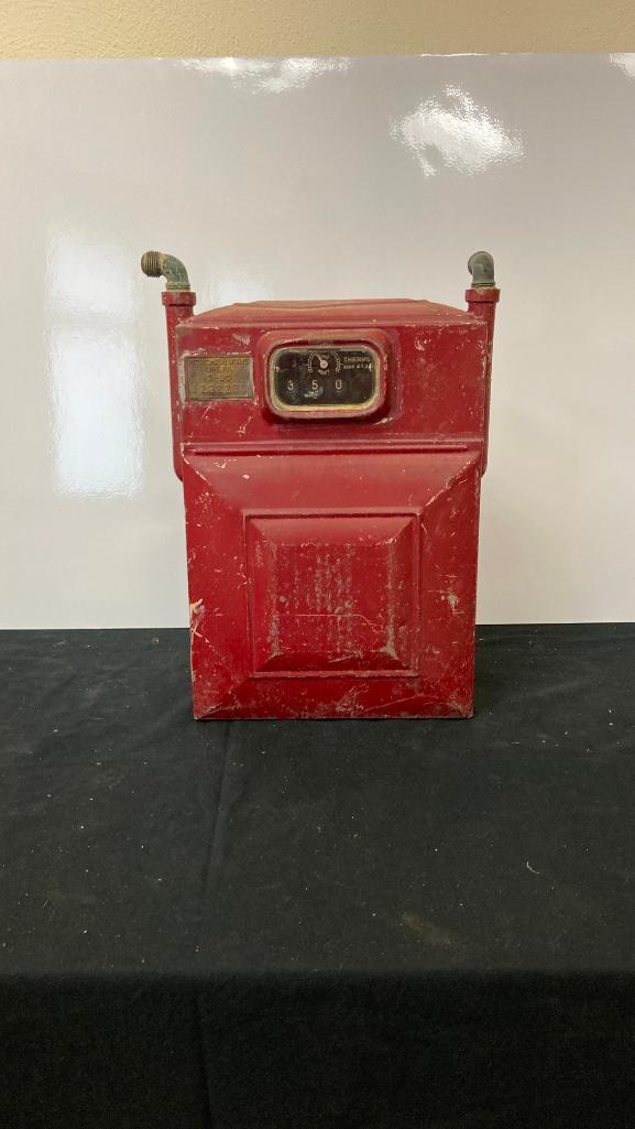 Vintage Red Metric Metal Works Erie Pa Gas Meter