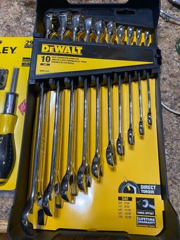 NEW dewalt 10 piece SAE wrench set and 29 piece Stanley bit set