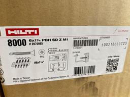 (4) cases of Hilti 6x1.25 in Collated Metal Stud Drywall Screws-times 4 cases-32000 pcs total