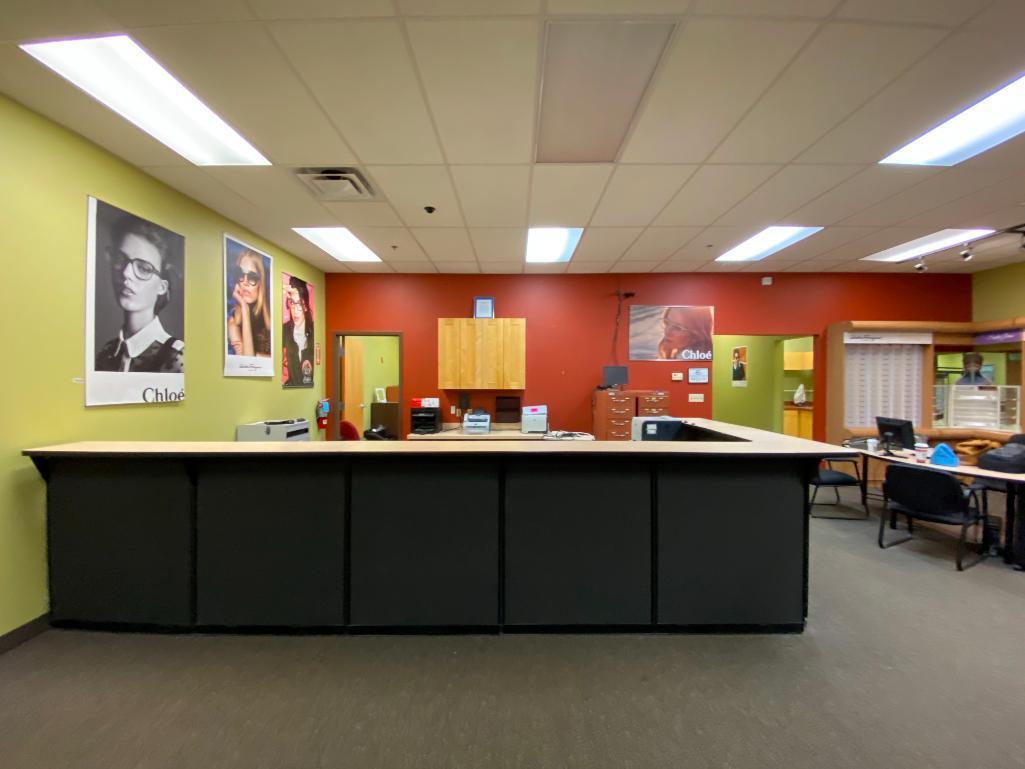 Modern Reception Desk with (4) Under Counter File Cabinets and (2) Under Desk Keyboard Trays