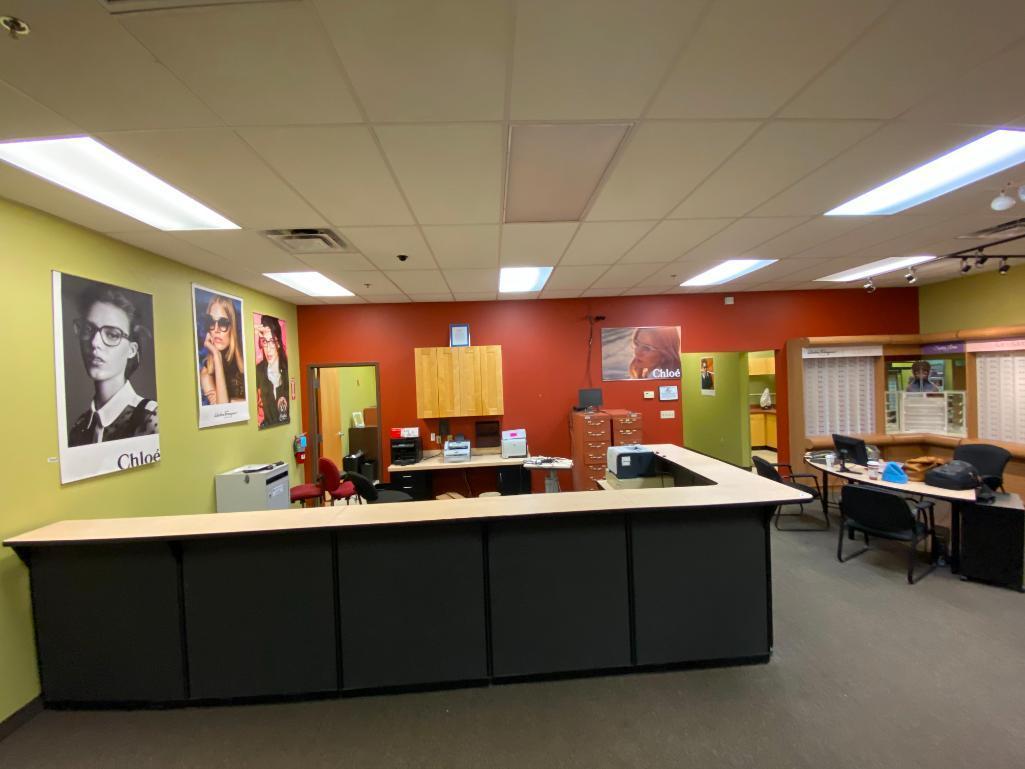 Modern Reception Desk with (4) Under Counter File Cabinets and (2) Under Desk Keyboard Trays