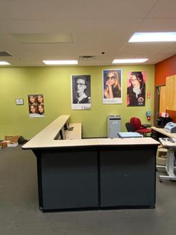 Modern Reception Desk with (4) Under Counter File Cabinets and (2) Under Desk Keyboard Trays