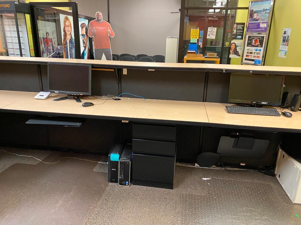 Modern Reception Desk with (4) Under Counter File Cabinets and (2) Under Desk Keyboard Trays