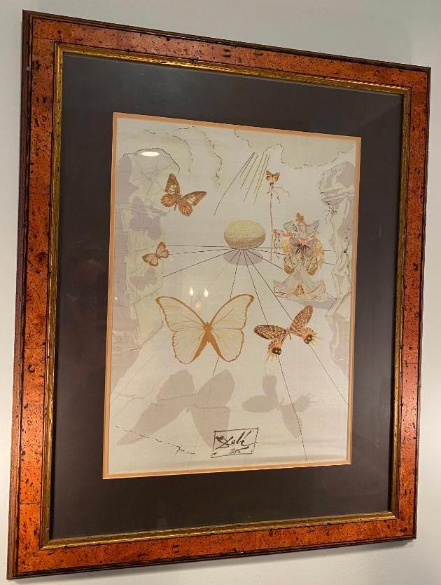 Framed Silk Scarf Signed By Salvadore Dali from 1950