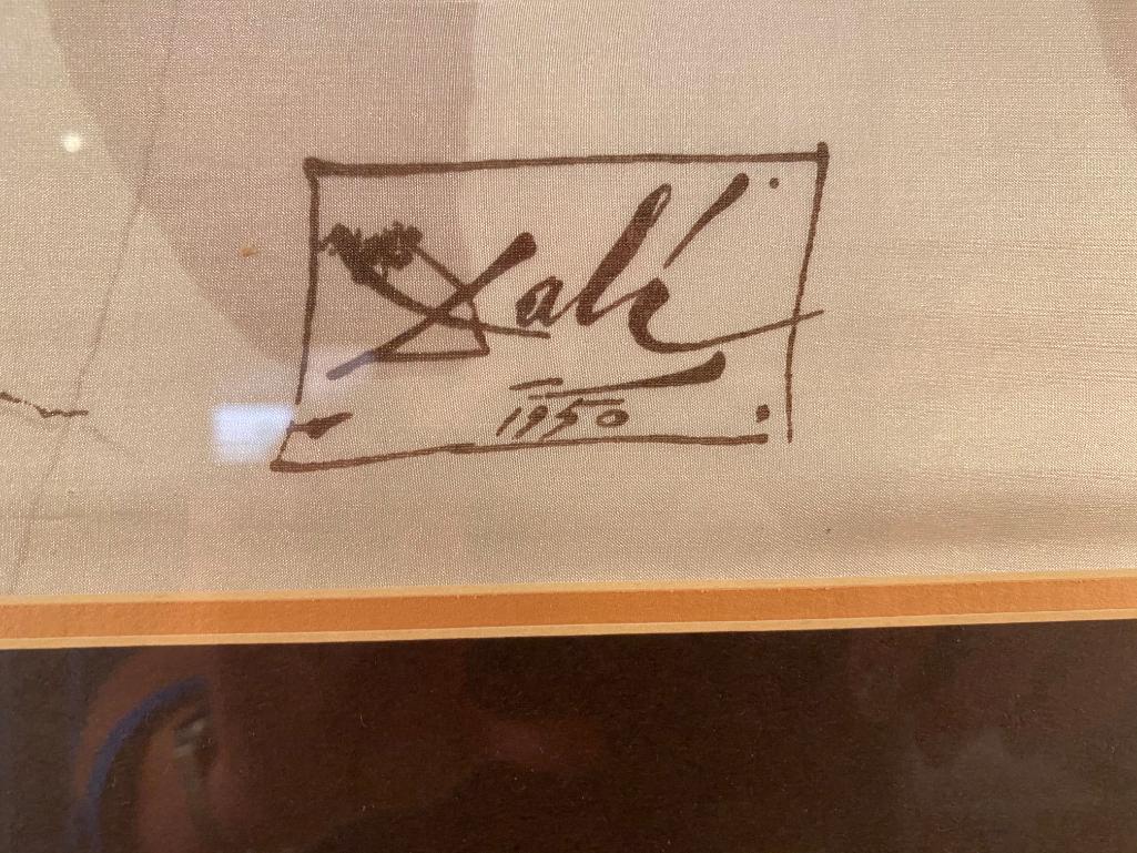 Framed Silk Scarf Signed By Salvadore Dali from 1950