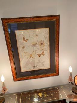 Framed Silk Scarf Signed By Salvadore Dali from 1950