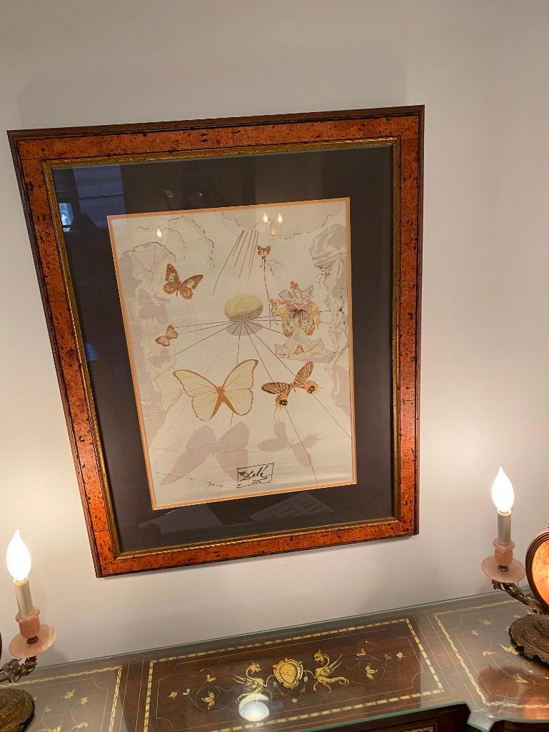 Framed Silk Scarf Signed By Salvadore Dali from 1950